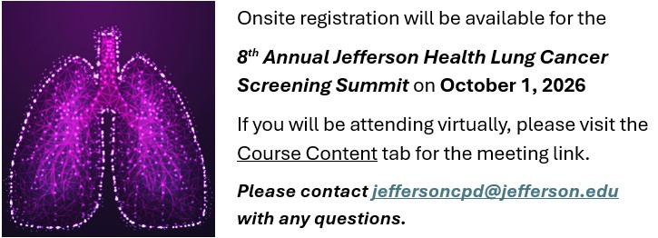 8th Annual Jefferson Health Lung Cancer Screening Summit Banner